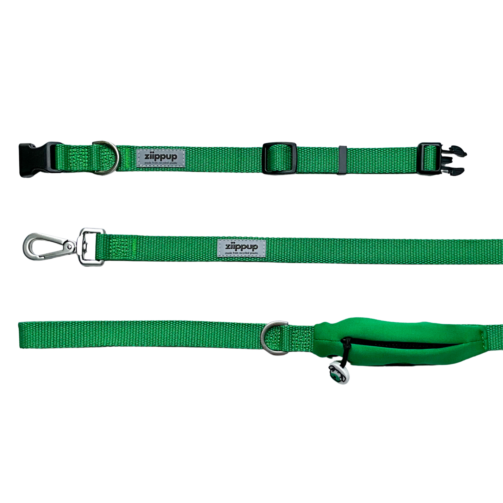 Matching green dog collar and lead set