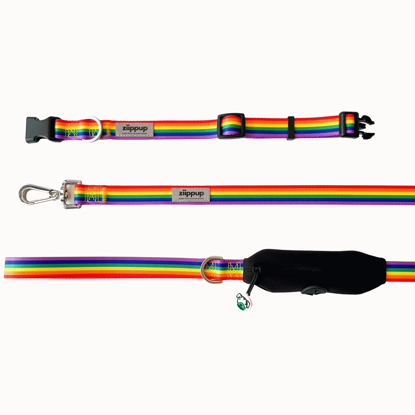 Matching rainbow dog collar and lead by Ziippup