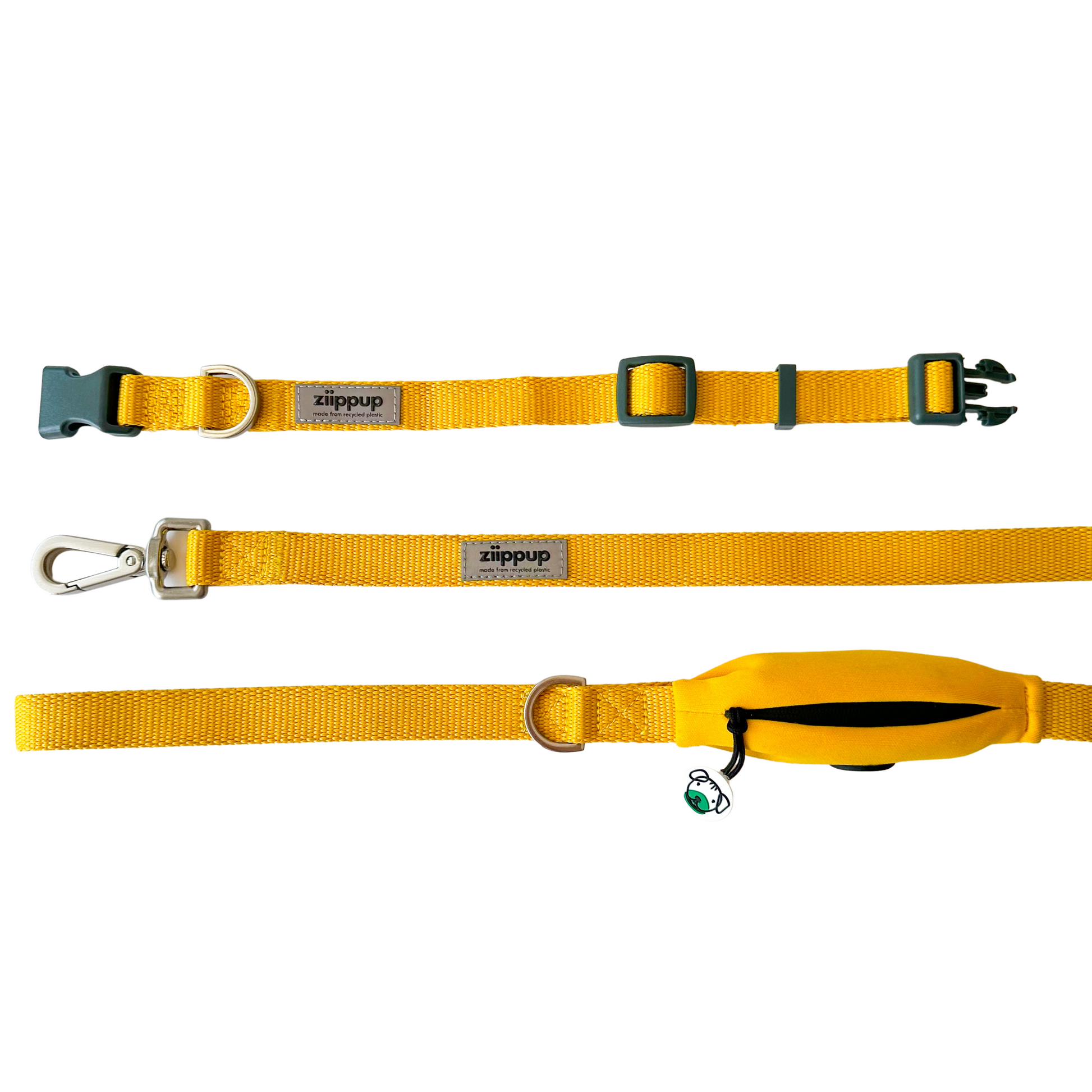 Matching yellow dog collar and lead by Ziippup