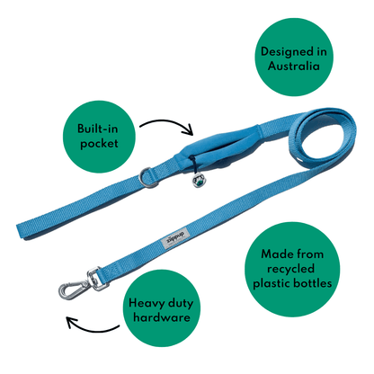 Blue Dog Lead - Built-In Pocket