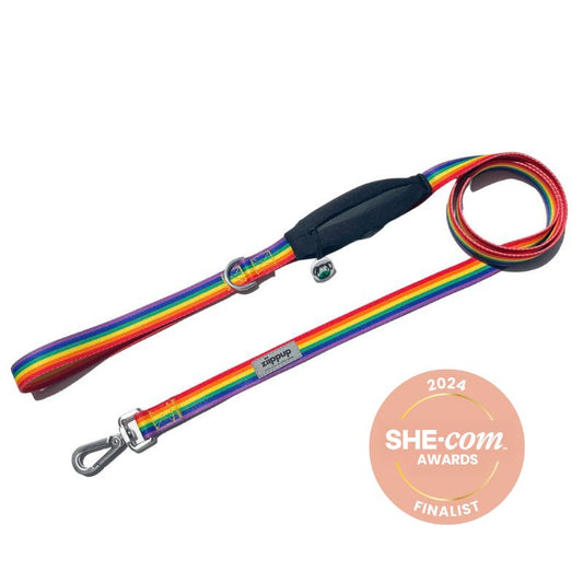 Rainbow leash for dogs with poop bag holder