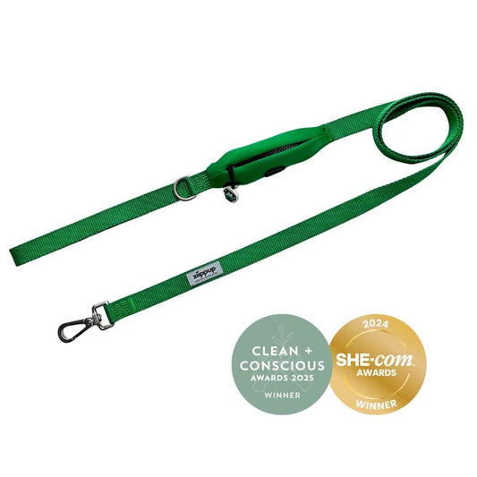 Green Dog Lead - Built-In Pocket