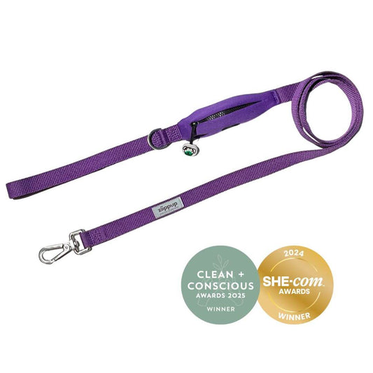 Purple Dog Lead - Built-In Pocket